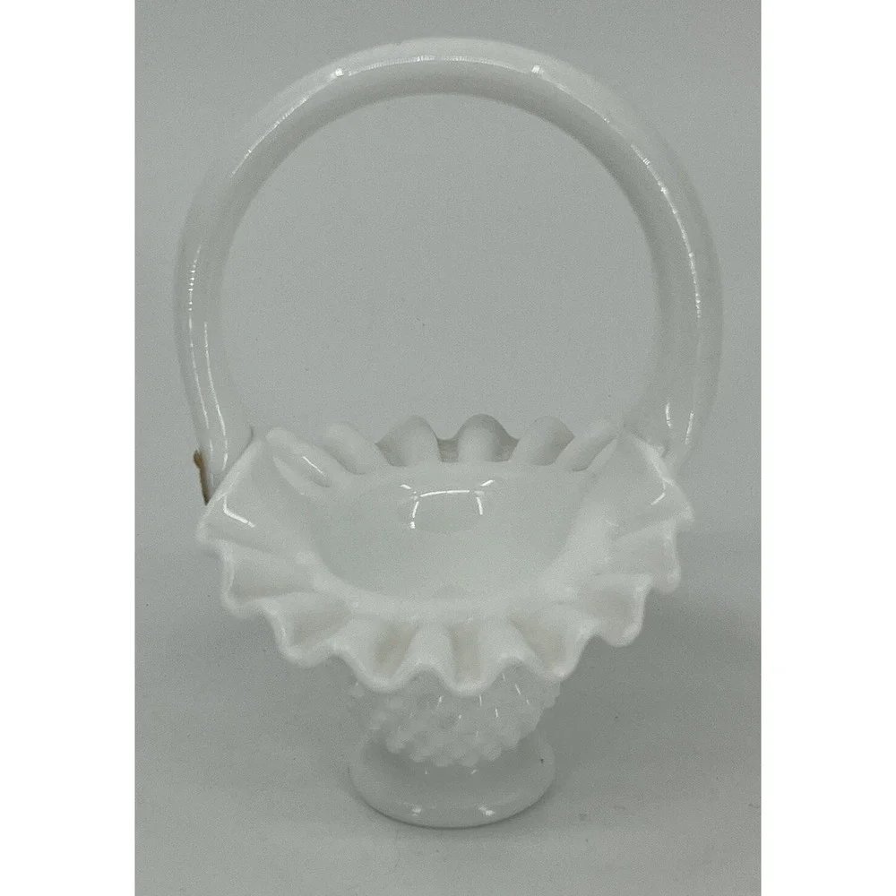 Fenton Milk Glass Hobnail Ruffled Edge 6